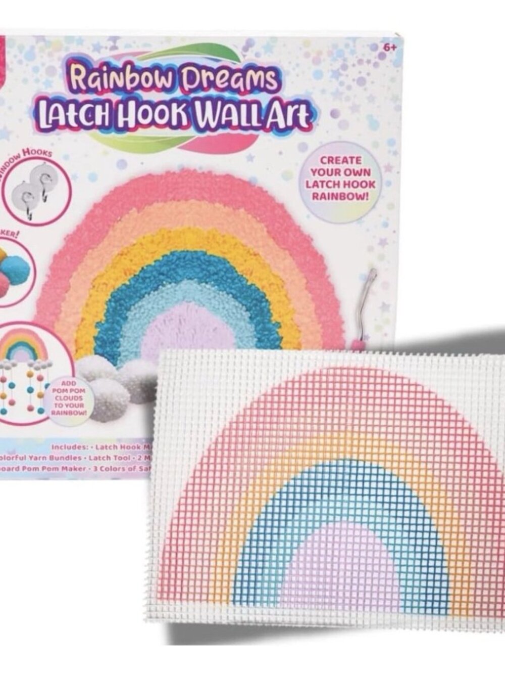 Rainbow Dreams Latch Hook Wall Art Girls Birthday Craft Yarn Art
